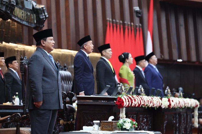 Presiden Prabowo Subianto saat menyampaikan Pidato Kenegaraan di Gedung MPR/DPR/DPD, Jakarta, (Dok. Tim Media Prabowo)